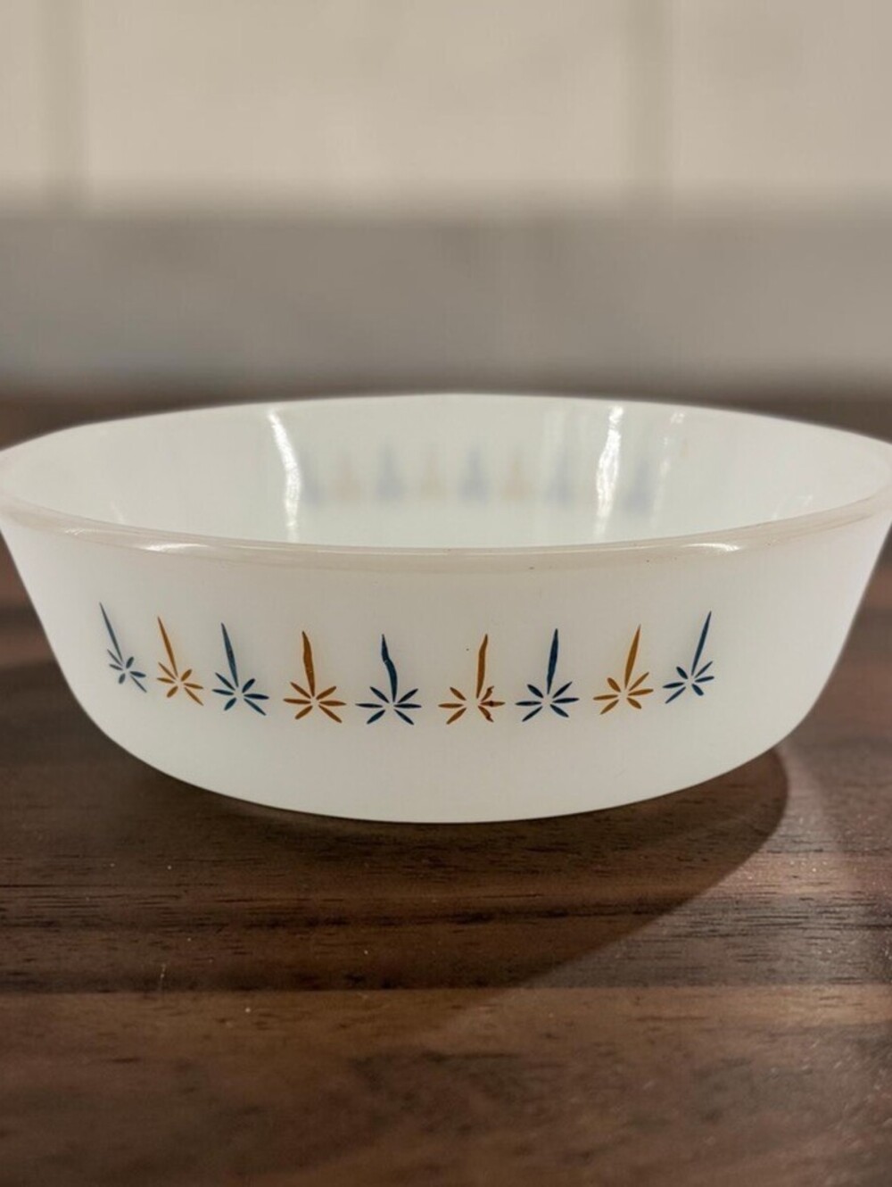 Vintage Anchor Hocking Fire King Milk Glass 'Candle Glow' Casserole Dish